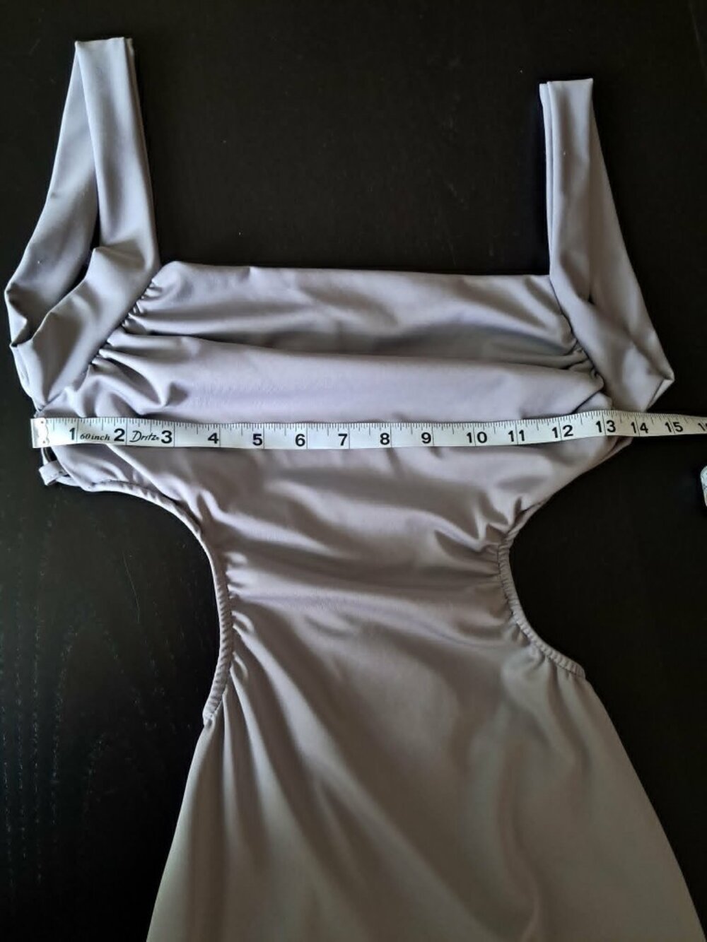 Grey Minimalist Midi Dress XS Square Neck Sleeveless Back Tie Cutout - Picture 6 of 6